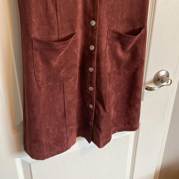 Maroon Velour Button Up Dress - Picture 6 of 7